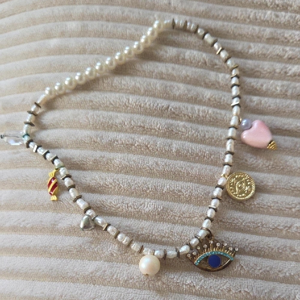 Handmade Pearl Charm Necklace